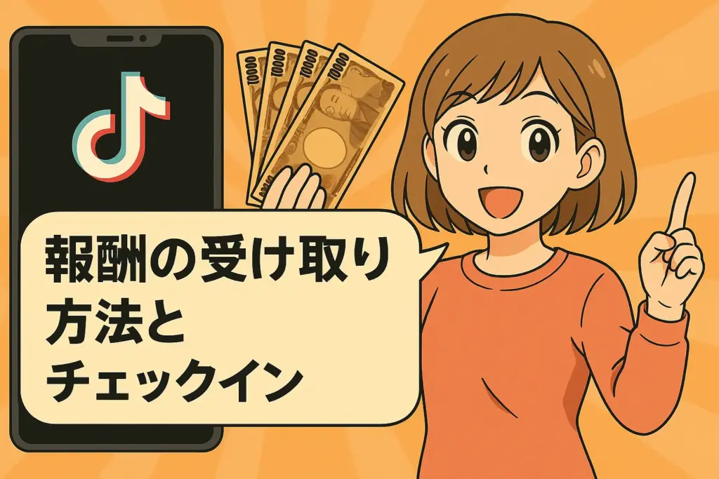 報酬の受け取り方法とチェックイン